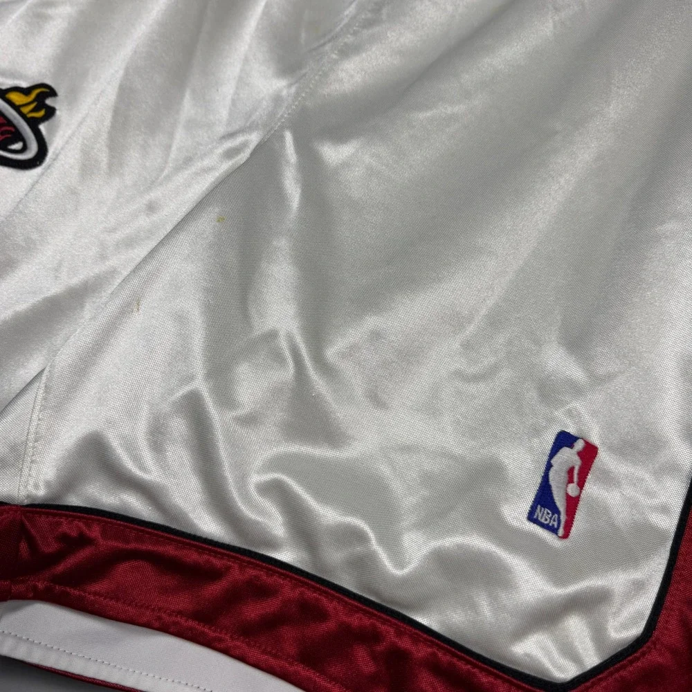 Adidas Miami Heat Basketball Shorts Mens Size 44 White Red Yellow Sportswear